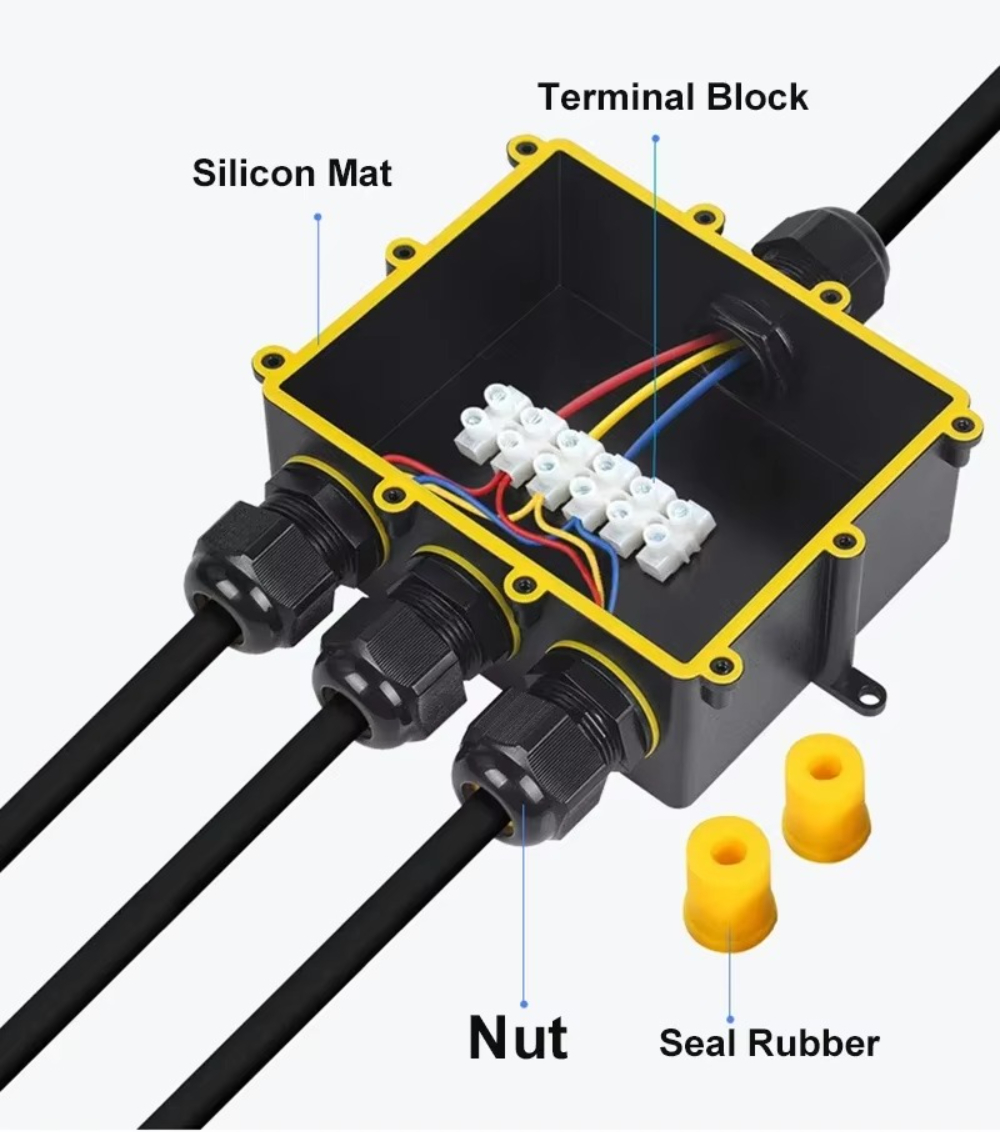 4Way 1In3Out IP68 Waterproof 4 - огляд і ціна Outdoor Power Cable Junction Box